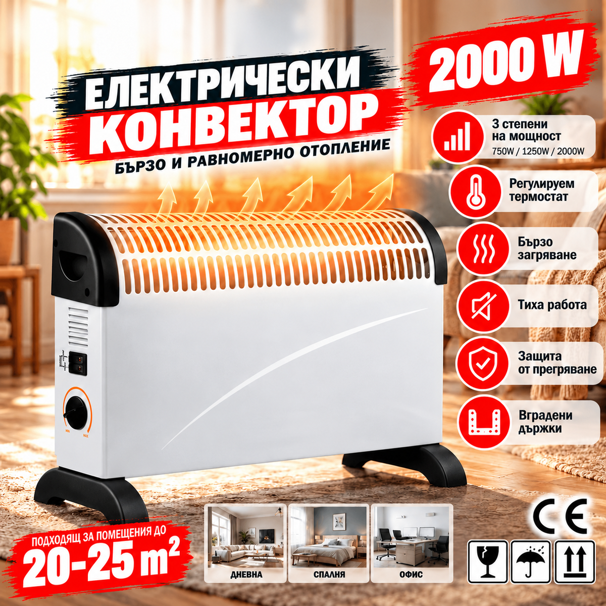 Електрически конвектор 2000 W – снимка 1