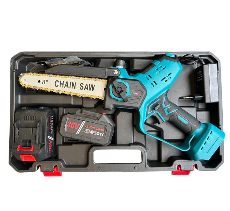 Немска акумулаторна Безчеткова резачка 25см. с Автоматично Омасляване и дисплей за нивото на батерията + две закалени вериги