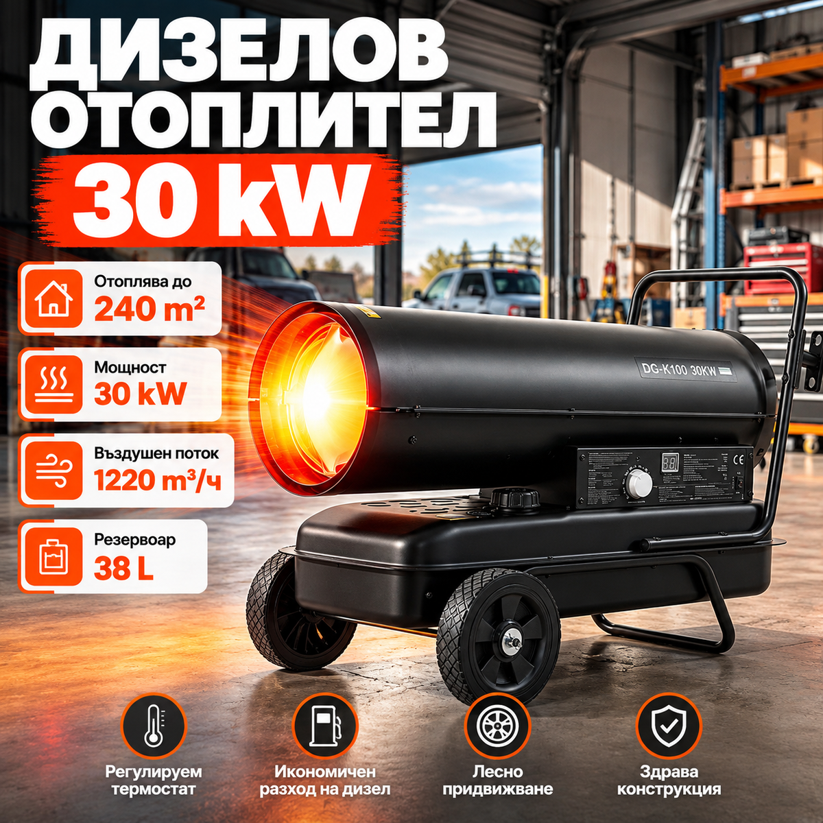 Дизелов калорифер 30 kW – снимка 1