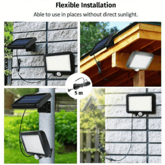 2BR Мощна Соларна Водоустойчива LED лапа със сензор за движение, соларен панел и 5м. Кабел